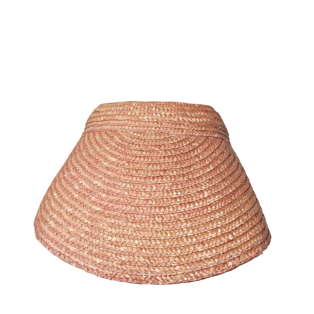 Scala Womens Pink Peach Woven‎ Straw Wide Brim Sun Visor One Size Resort Beach